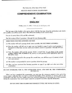The cover to the 1994 Regents exam in English.